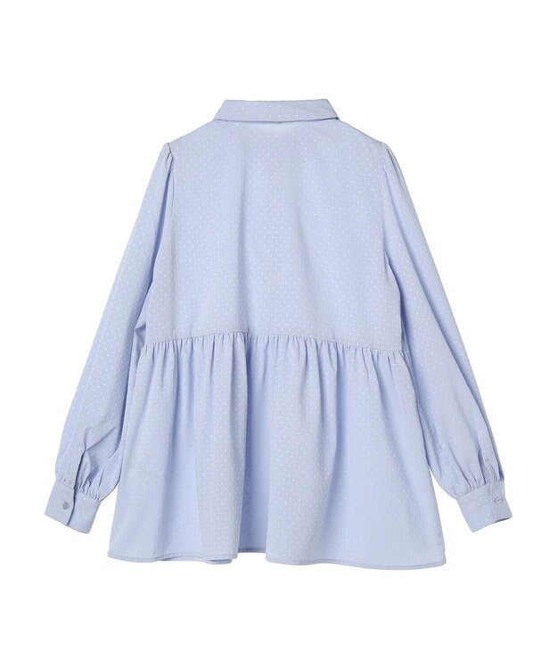 earth music&ecology リボン付き切り替えギャザーシャツチュニック Light Blue