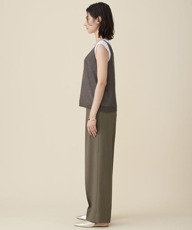 自由区 ペーパーコットンメッシュ ベスト ブラウン