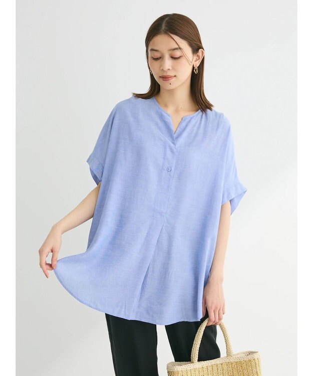 Green Parks リネンレーヨン前立てブラウス