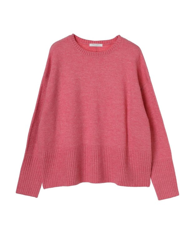 Green Parks ｆｕｗａっとメランジ袖リブ長めニットプルオーバー Pink