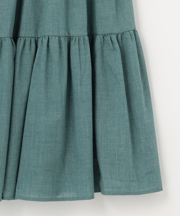 ANY 【ウエストゴム】シャンブレーライクティアード スカート グリーン系