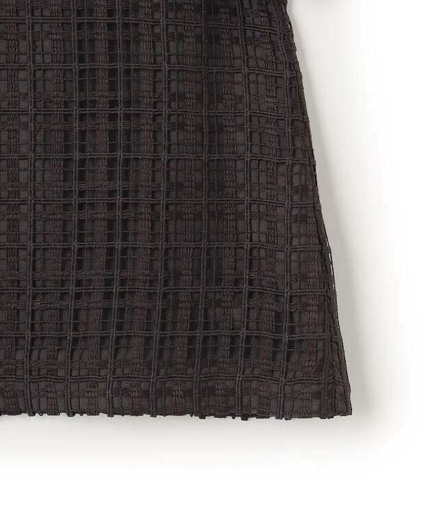 23区 【洗える】Broche チェック レース ブラウス ダークブラウン系