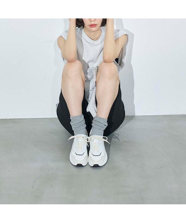 MODE ET JACOMO <MODE ET JACOMO>【軽量】厚底レースアップスニーカー ホワイト