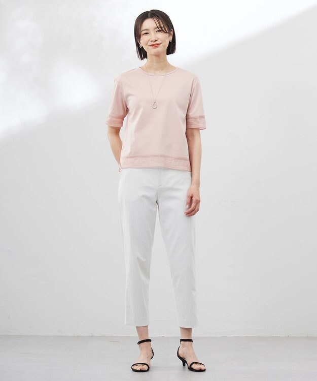 J.PRESS LADIES L 【洗える・接触冷感・UVケア・吸水速乾・防透け】麻シェルドライ テーパード パンツ ナチュラル系