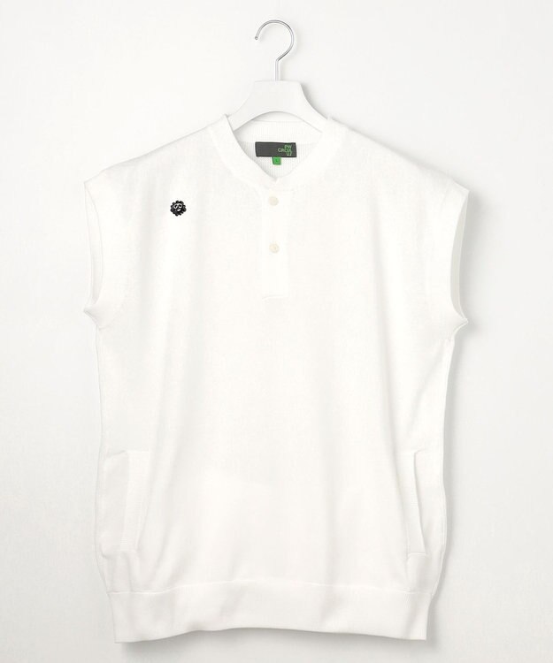 PW CIRCULUS 【MEN】バッグメッシュ ニットベスト ホワイト系