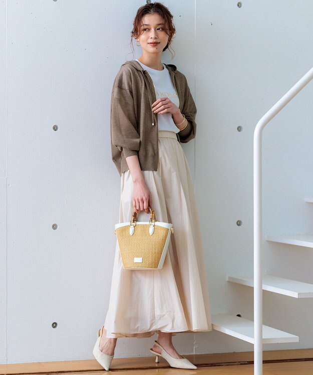 23区 【CLASSY.6月号掲載/Oggi4月号掲載】雑材 バンブー ハンドル ショルダー ホワイトミックス