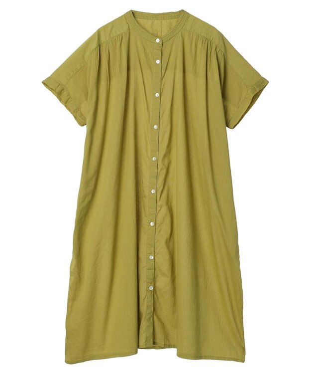 Green Parks インド綿 　ギャザー５分袖チュニック Green