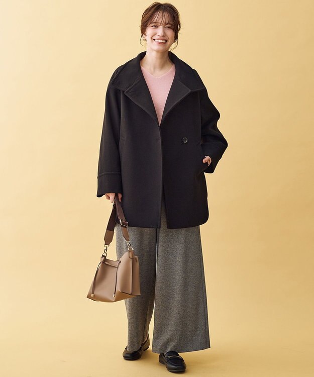 ANY L スタンドコクーンコート ブラック