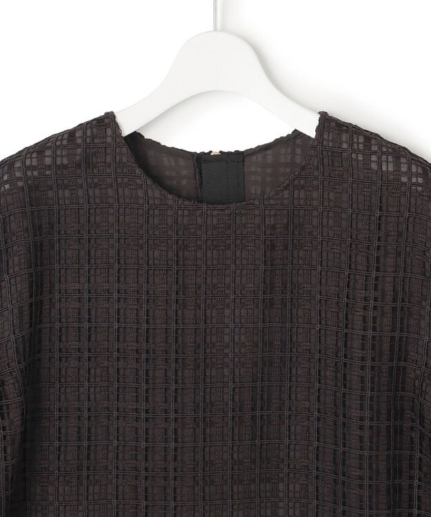 23区 【洗える】Broche チェック レース ブラウス ダークブラウン系