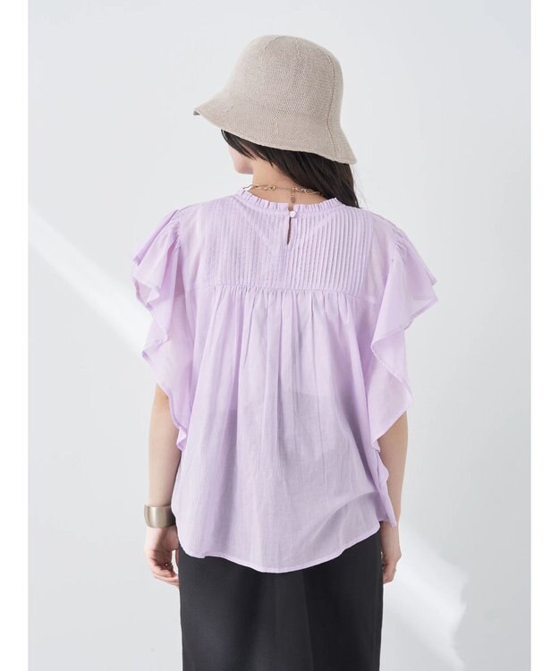 earth music&ecology コットンボイルフリルブラウス Light Pink