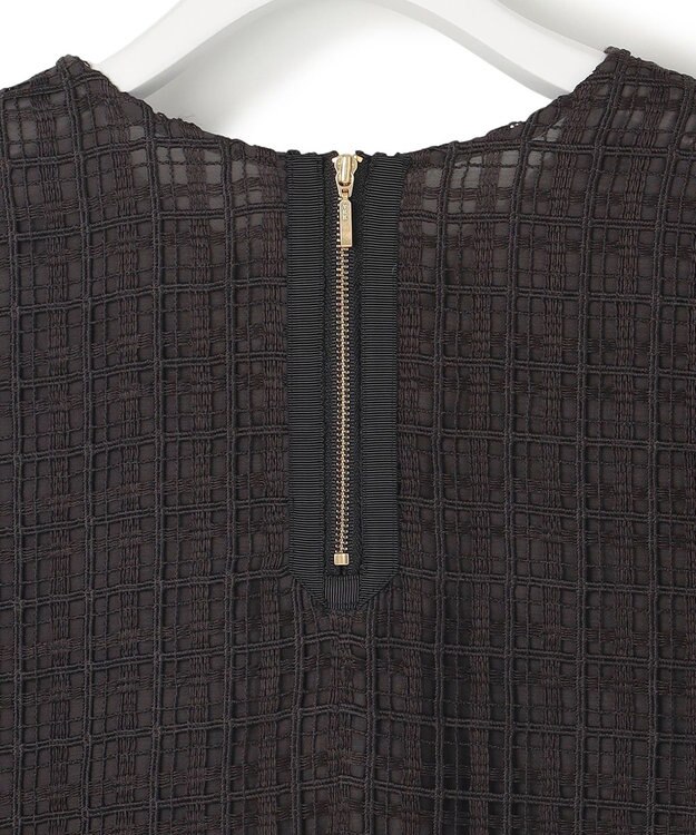 23区 【洗える】Broche チェック レース ブラウス ダークブラウン系