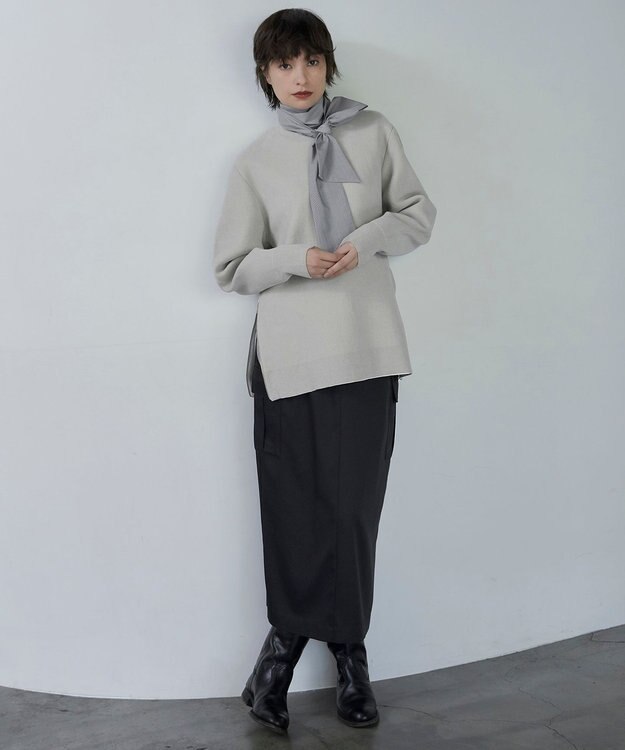 ICB 【CLASSY.1月号掲載・洗える】 クリーンブロード ボウタイブラウス ブラックストライプ系