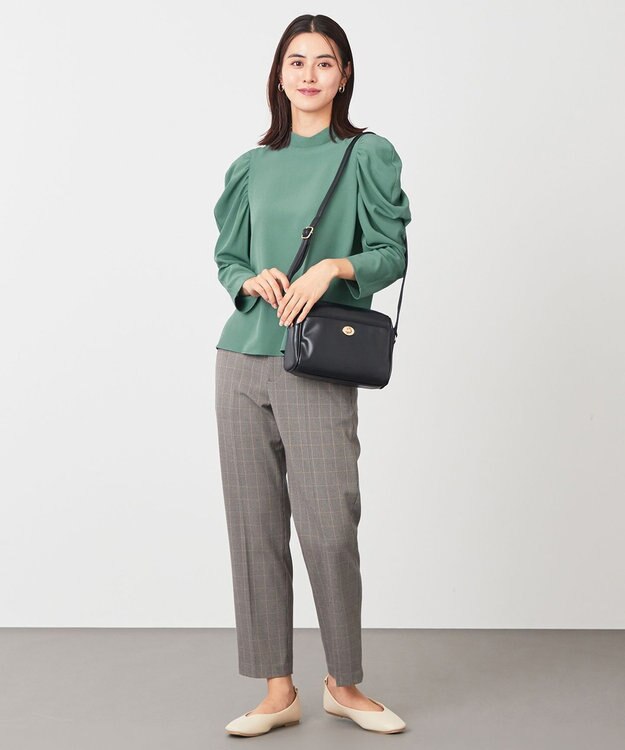 ANY 【ウエストゴム/ストレッチ/裏起毛】シークレットウォーム　テーパードパンツ ベージュ千鳥