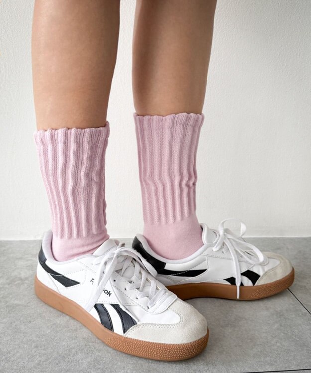 WEGO サポート付きボリューム無地リブソックス ピンク