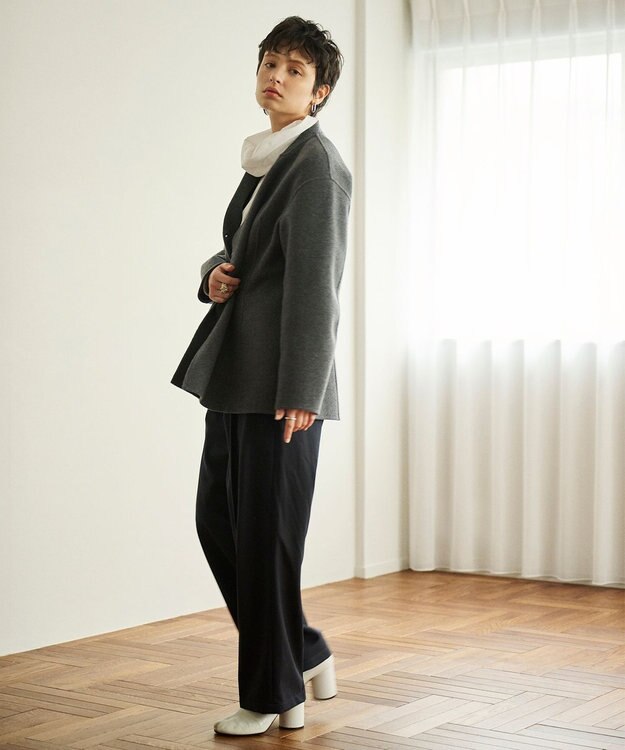 #Newans ウエストシェイプリバーコート グレー