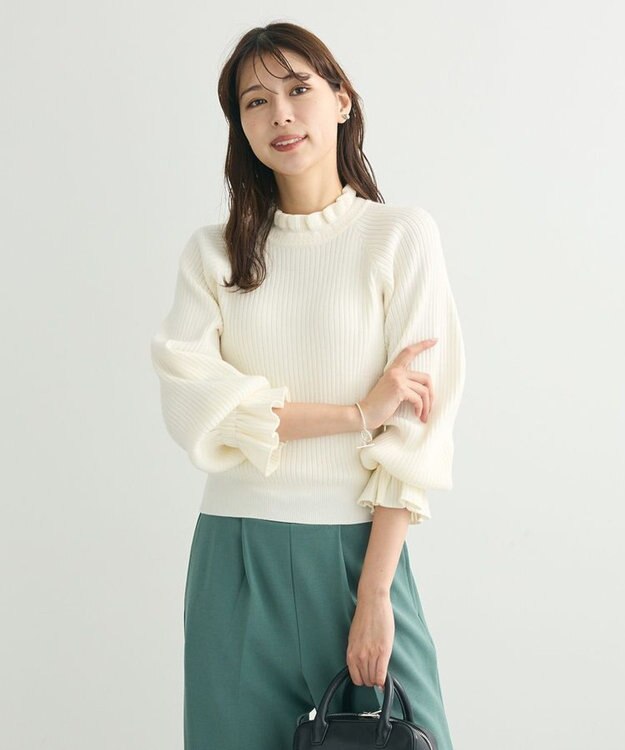 Green Parks ・ｓｗｉｎｇ　ｂｙ　キャンディスリーブリブニット Off White