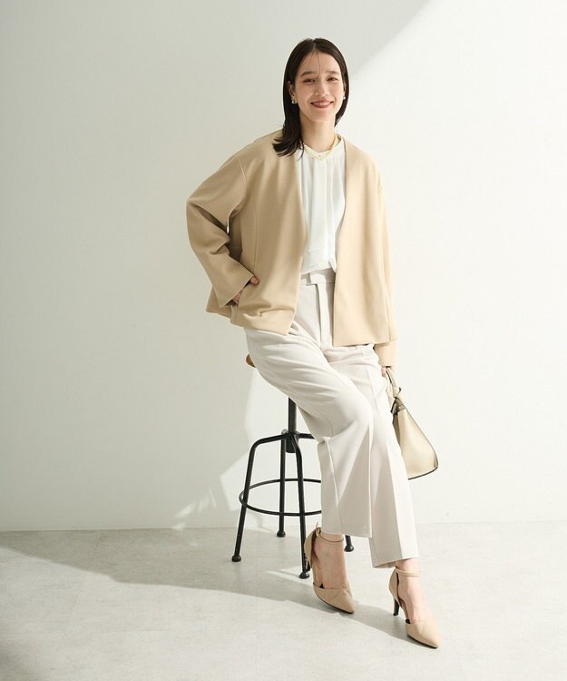 Green Parks Ｏ．洗えてストレッチ　ノーカラージャケット Light Beige