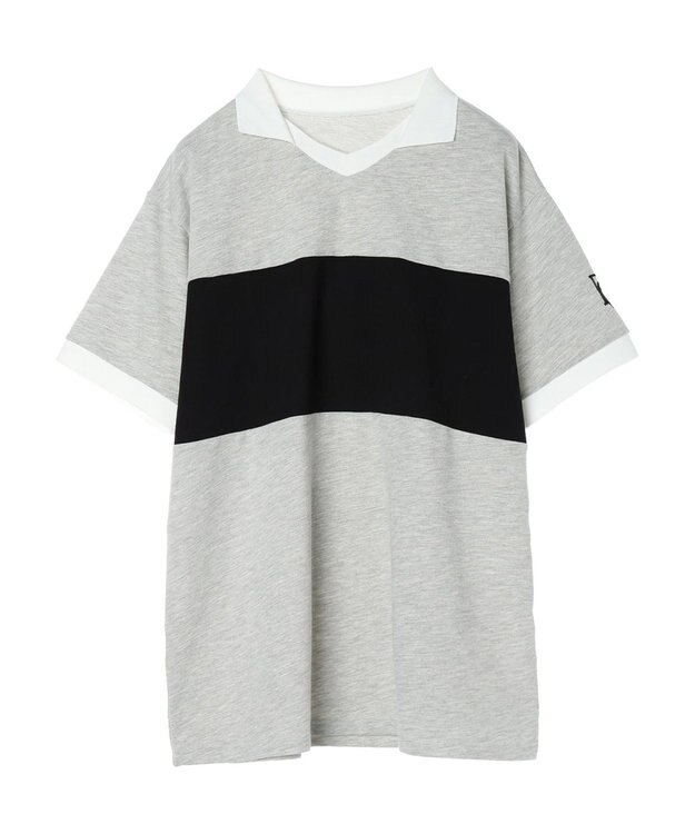 Green Parks ＥＧＯＩＳＴ　ロゴ刺しゅうラガーシャツ Gray