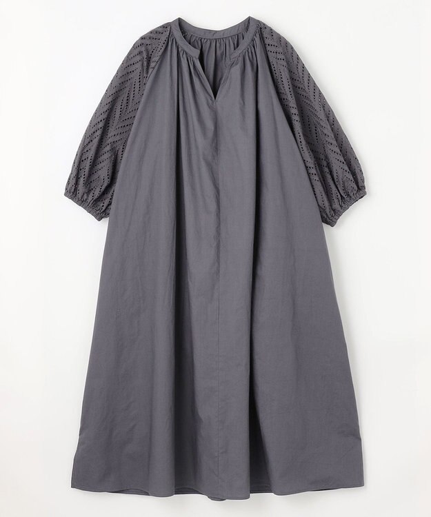 ANY 【ペチコート付】エンブロイダリーワンピース チャコール