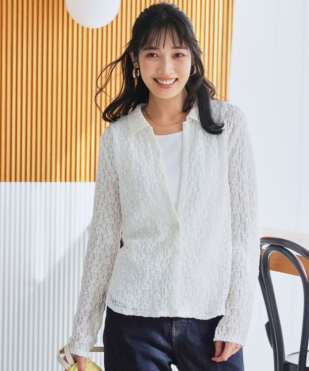 ANY SIS L レース シャツ オフ