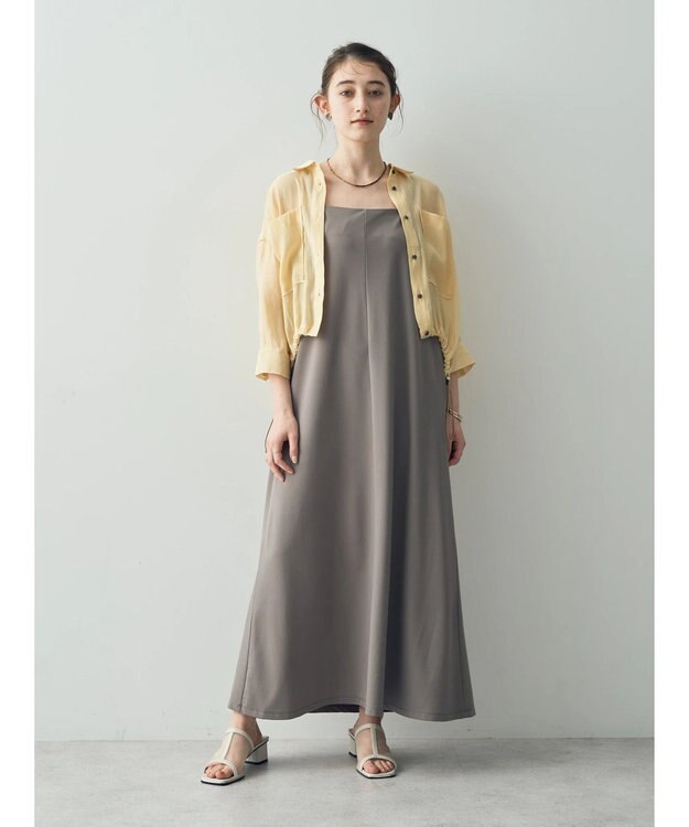 YECCA VECCA 【2点SET】シアーシャツ×Aラインキャミワンピース Yellow