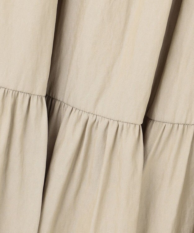 J.PRESS LADIES 【洗える】シャンブレーツイル ティアード スカート ベージュ系