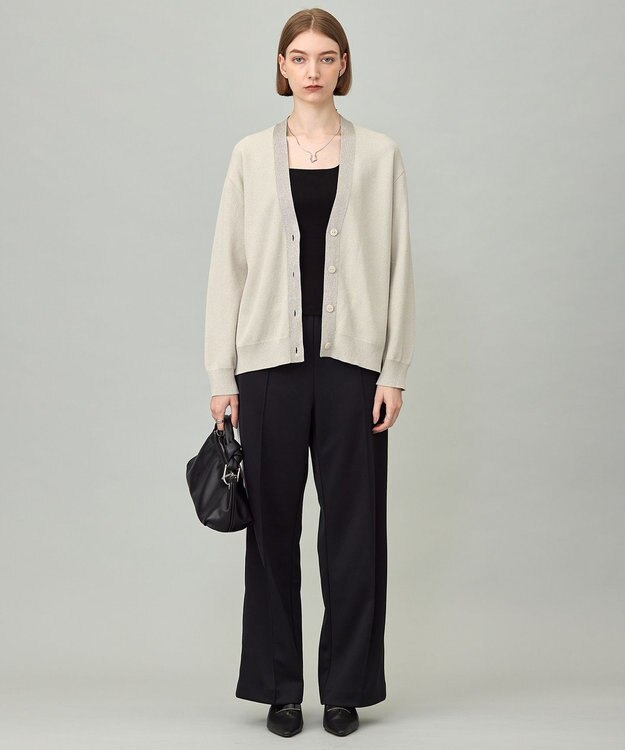 ICB L 【洗える】 ウールテンセルミニブークレ カーディガン トープ系