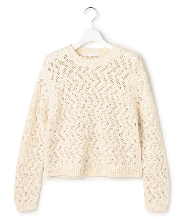 23区 【GOLD LABEL】シェニールレーススパングル クルーネック ニット アイボリー系