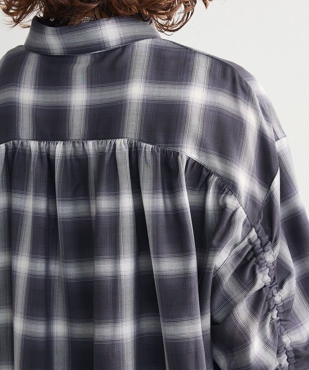 Green Parks ・ＥＬＥＮＣＡＲＥ　ＤＵＥ　チェックギャザーシャツ Black