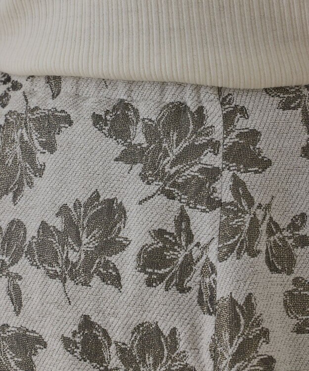 GRACE CONTINENTAL ラメフラワージャガードフレアスカート キナリ