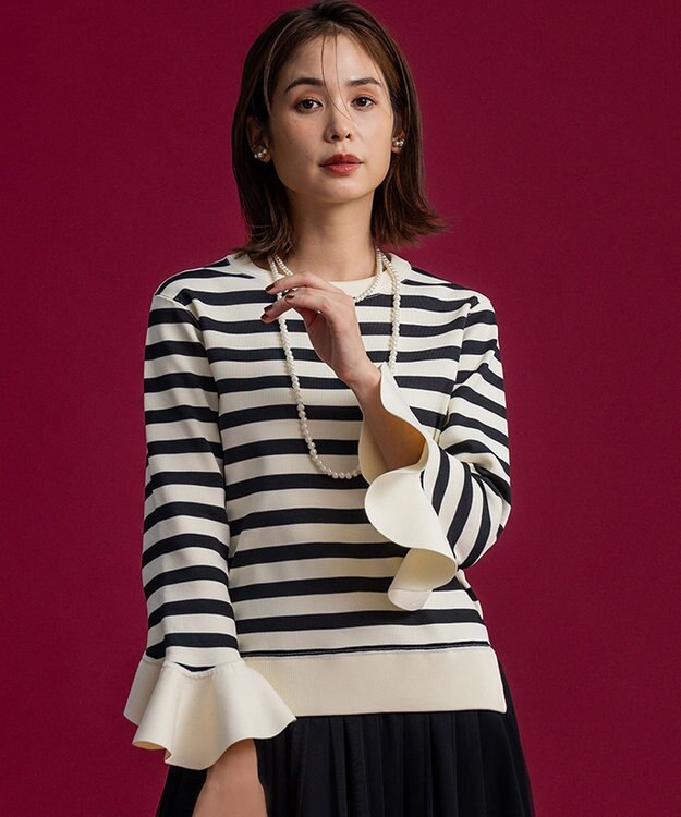 組曲 【組曲×setsuko sagittaire】スウェットライクニットプルオーバー ブラック系1