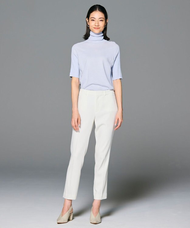 BEIGE， 【洗える】JULIE / シルク混カラーブロックタートルニット Sage×Brown