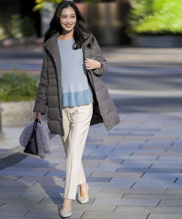 ANY SIS ペプラムフェザー ニット ライトブルー