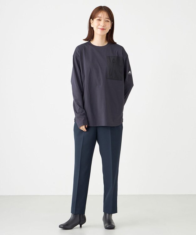 SHARE PARK LADIES 【洗える】ダブルクロスストレッチパンツ ネイビー