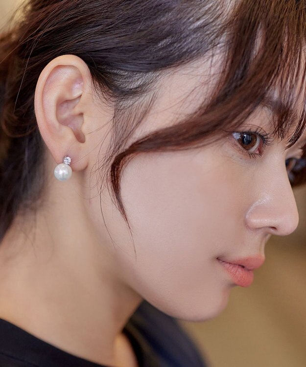Tiaclasse 【選べる2TYPEデザイン】【金属アレルギー対応】 【養殖パール】  ワンポイントパールピアス＆イヤリング ピアス：シルバー
