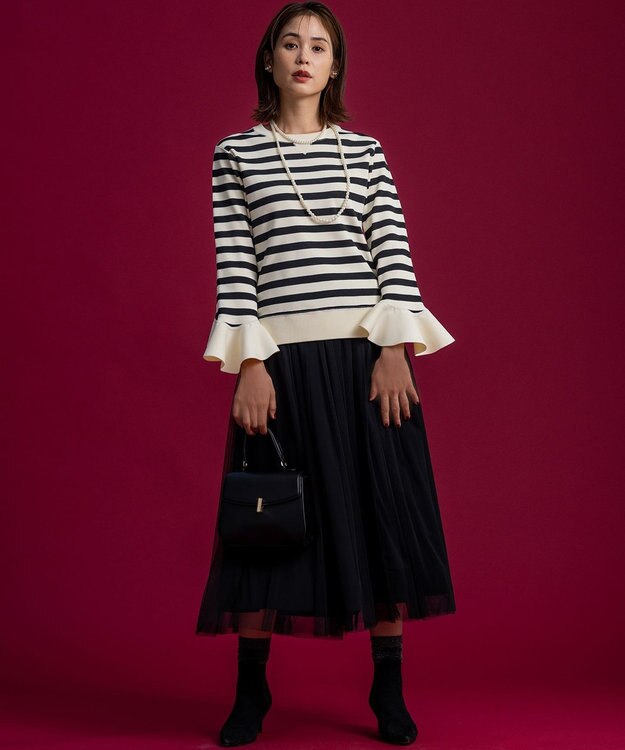 組曲 【組曲×setsuko sagittaire】スウェットライクニットプルオーバー ブラック系1