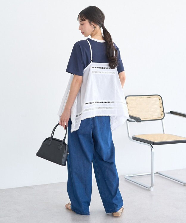 earth music&ecology 【綿100％】アソートリンガーＴシャツ Navy