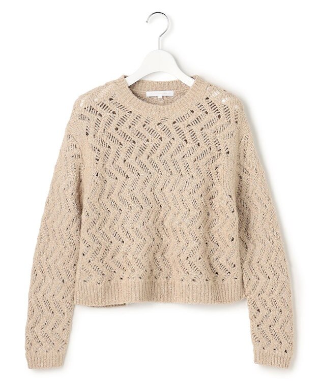 23区 【GOLD LABEL】シェニールレーススパングル クルーネック ニット モカ系