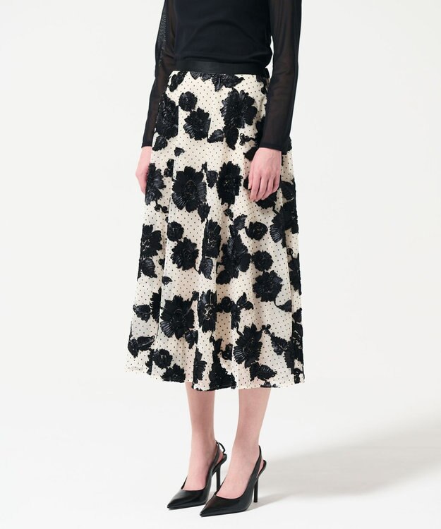 GRACE CONTINENTAL サテンコードスカート バイカラー