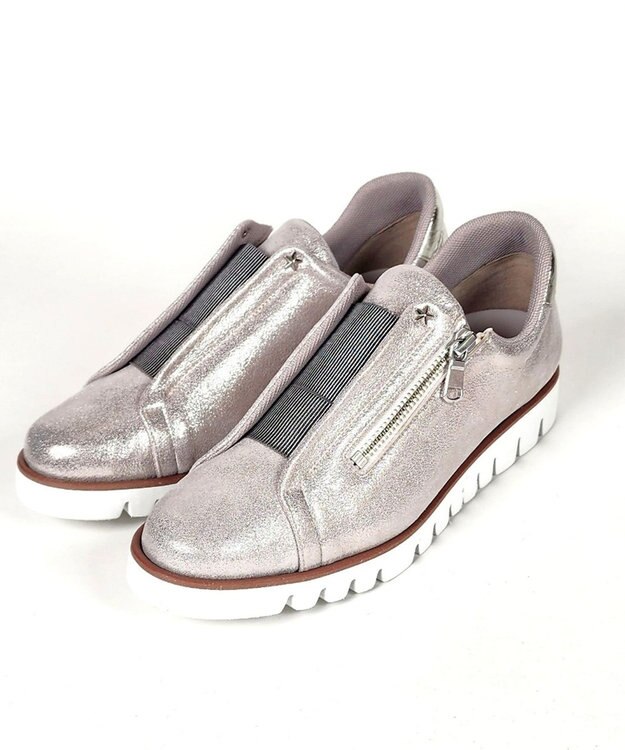 Dominic3 センターゴムサイドジップ レザースニーカー ブラック