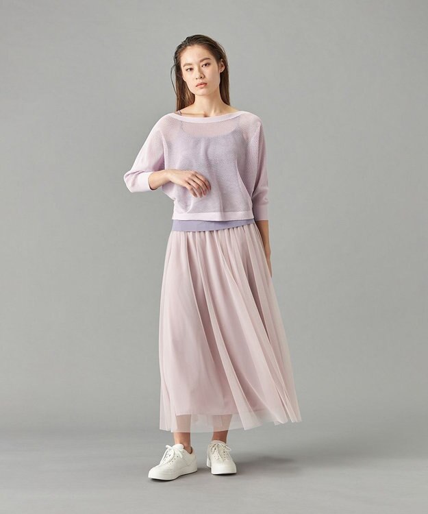Chacott チュールスカート グレイッシュライラック