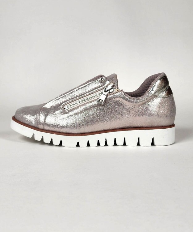 Dominic3 センターゴムサイドジップ レザースニーカー ブラック