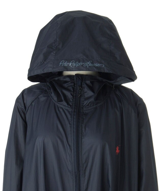 MOONBAT POLO RALPH LAUREN(ポロ ラルフローレン) ポロポニー レインコート ライトウェイト レインポンチョ  無地 フード 収納袋 レディース ネイビーブルー