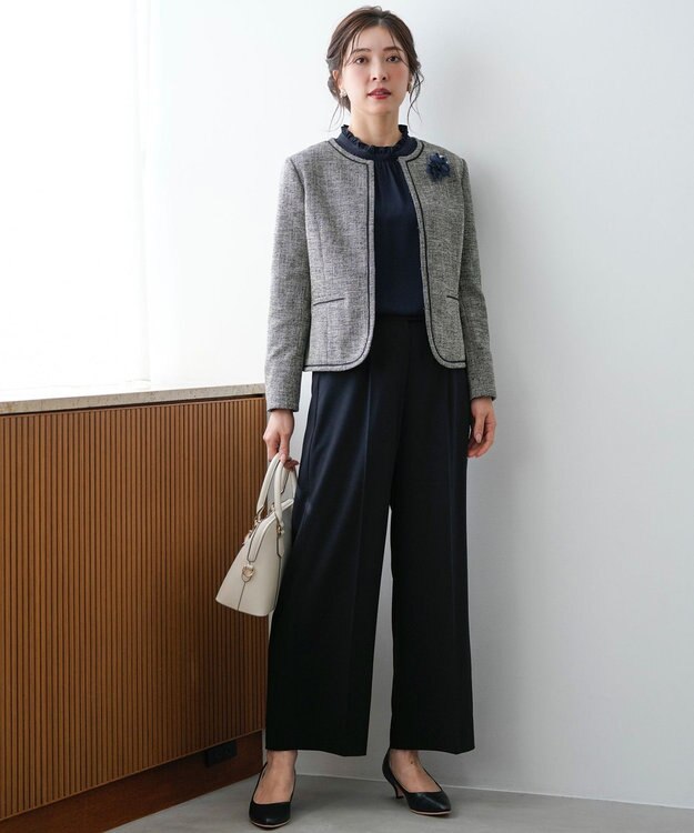 ANY SIS S 【セットアップ対応】セレモニーダブルクロス ワイドパンツ ネイビー