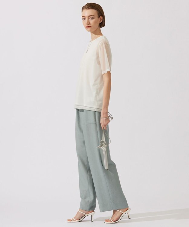 ICB L 【接触冷感・洗える】 チュールコンビ カットソー オフホワイト系