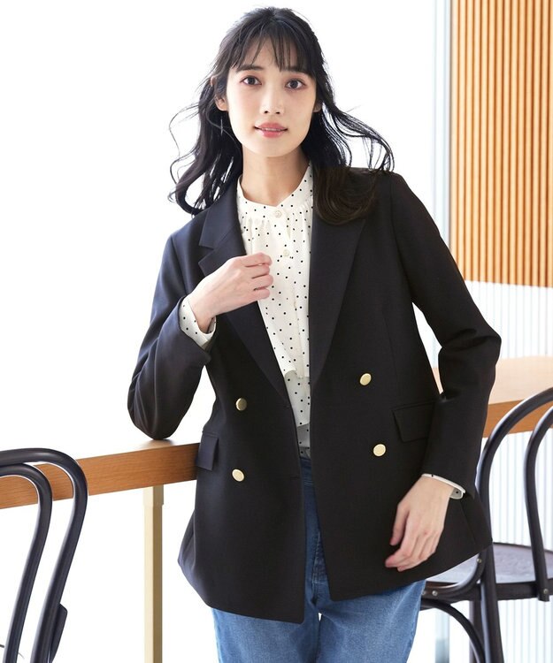 ANY SIS 褒めらレディストレッチ テーラード ジャケット ネイビー