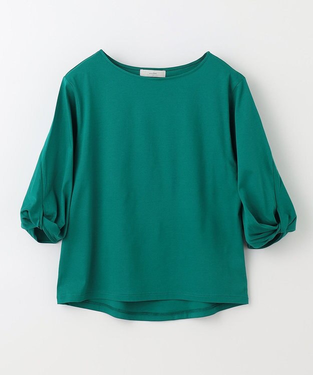 ANY 【接触冷感】シルケットスムース ツイストスリーブトップス グリーン