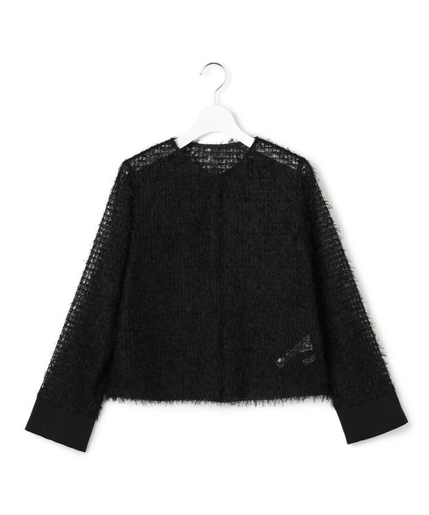 ICB L 【洗える】 フェザーチュール ブラウス ブラック系