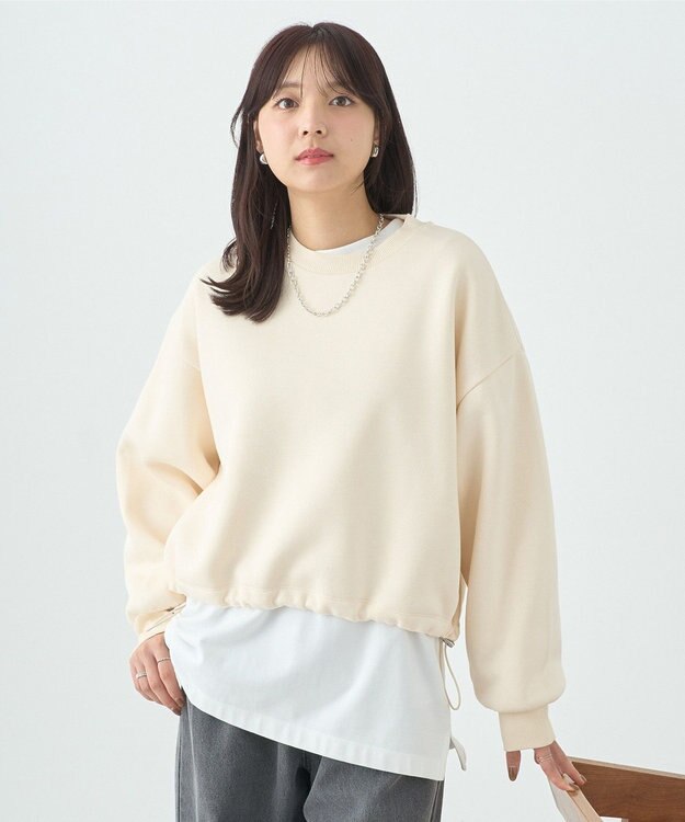 earth music&ecology ドロストヘムスウェット Ivory