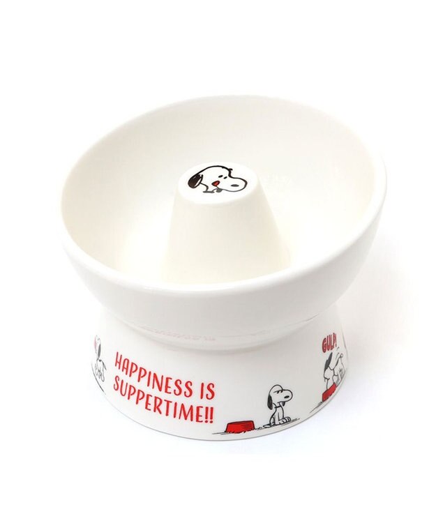 PET PARADISE スヌーピー 早食い防止 高さのある フードボウル ホワイト